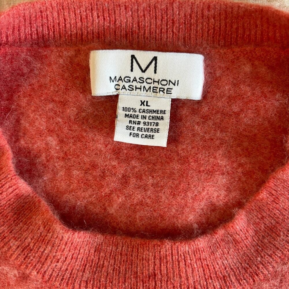 Magaschoni Cashmere Crewneck Sweater Coral Pink Long Sleeve XL - Picture 5 of 5